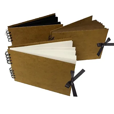 RIBBON Sketch Book Pad Scrapbook Hardback Wirobound White Black Kraft A5 A4 A3 • £5.99