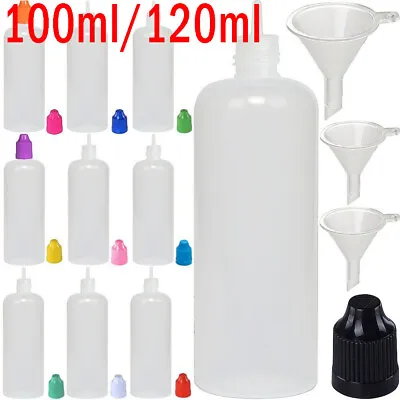 100ML/120ML LDPE Plastic Empty Squeezable Dropper Eye Liquid Bottles With Funnel • £5