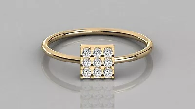 Minecraft Cube Design In Pure 10K Yellow Gold With Genuine White Moissanite Ring • $320