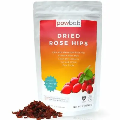 $23.99 • Buy Powbab Dried Rose Hips - 100% Organic WIld Rosehip Cut & Sifted For Tea (12 Oz)