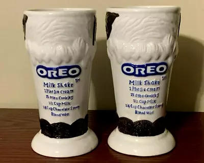 Vintage OREO COOKIES Ice Cream Shoppe Malt Shake Glasses Set Of 2 EUC • $3.50