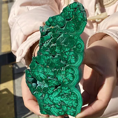 401G  Natural Green Malachite Crystal Block Polished Quartz Pattern Specimen • $7.50