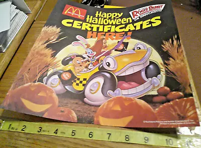 Vtg 1989 McDonalds Disney Who Framed Roger Rabbit Happy Halloween Ad Sign Poster • $10