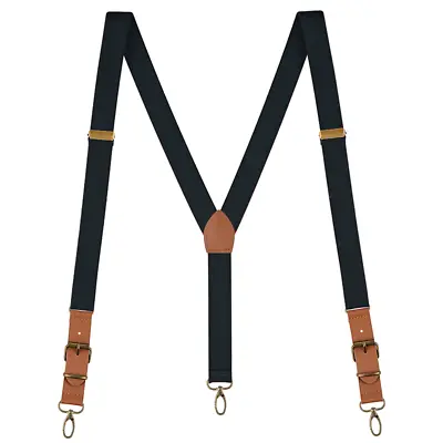 Adjustable Men's Suspenders Leather Elastic Y-Shaped Braces Hooks Pants Braces • $9.48