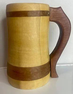 Vtg Wooden Handmade Beer Mug Stamped Stein Lager Barrel  • $39.99