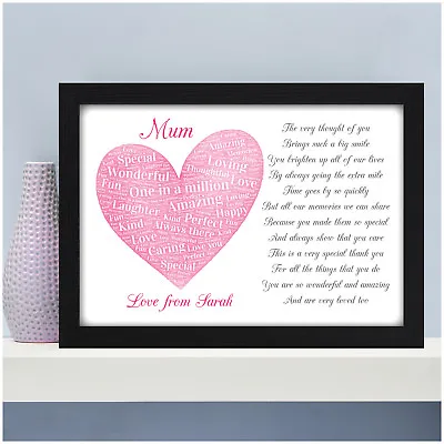 Mum Mummy Nan Personalised POEM Gifts Birthday Presents For Her Mam Mothers Day • £15.95