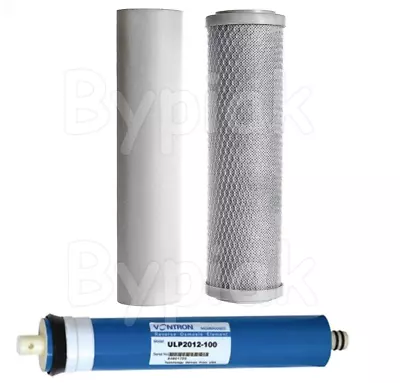 3 Stage Reverse Osmosis RO Unit Complete Filters Replacement & 100GPD Membrane • £27.90