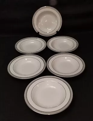 Set Of 6 Mikasa Platinum Crown Rim Soup Bowls 8 1/2  Fine China L3428 In EUC • $30