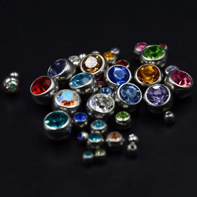 $2.39 • Buy 12pcs/Lot Body Jewelry Piercing Replacement CZ Ball Stainless Steel Ball 14g 16g