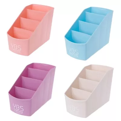 Plastic Desk Box Organizer 4 Slots Desktop Storage For Case Holder Make Up Conta • $17.11