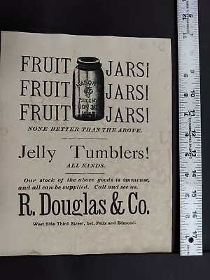 1880s Mason Fruit Jar Advertising  Aged Looks Old • $9.99