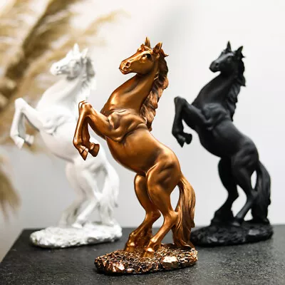 Art Home Horse Statue Deco Animal Resin Sculpture Craft Figurine Ornament Statue • £15.49