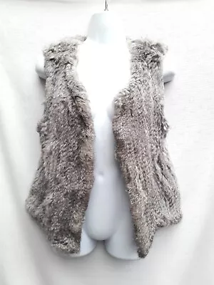 525 America Rabitt Fur Size Large Opne Vest Real Fur Gray Melange • $32