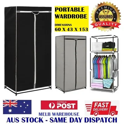 $24.95 • Buy New - Portable Storage Wardrobe - Fabric Cloths Cabinet Organiser Shelf Rack 
