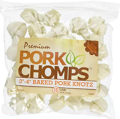 Baked Pork Skin Dog Chews 3-Inch Knots 18 Count • $21.65