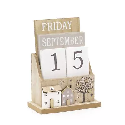 £12.99 • Buy Shabby Chic Wooden Perpetual Calendar | Desk Calendar Flip Calendar