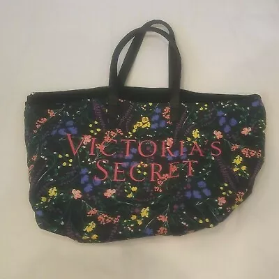 Victoria's Secret Navy Blue Multicolor Floral Large Tote Beach Bag LoveVictoria • $12.97