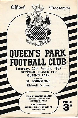 Queens Park V St Johnstone (Scottish League Cup) 1955/1956 • £7.99