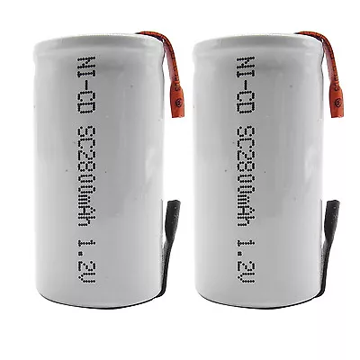 2PCS Sub C 2800mAh 1.2V Ni-CD Rechargeable Battery Tabs Power Tools RC White • $8.08