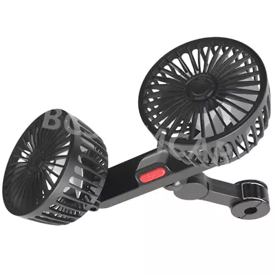 Car 3-Speeds Fan 360° Dual Head Seat Back Cooling Fan USB Headrest Ventilation • $19.70