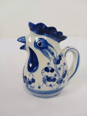 Chicken Milk Jug Gravy Pourer Blue And White Handcrafted Thailand C8 P305 • £5.95