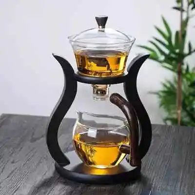 Heat-Resistant Glass Tea Set Magnetic Water Rotating Cover Automatic Tea Maker • $57.89