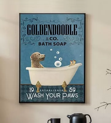 Golden Doodle Co. Bath Soap Wash Your Paws Poster Animal Poster Golden Doodle • $14.50
