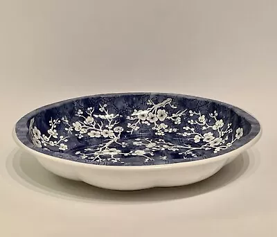 Daher Decorated Ware Blue White Floral Tin Serving Bowl Made In England 10.25” • $14