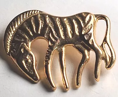 Vintage Gold Tone Alloy Modernist Animal Zebra Brooch Pin Costume Jewelry • $10