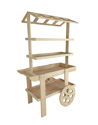 Flower Cart Vending Cart Farmers Market County Fair Wagon Wood RollingKiosk • $531.26