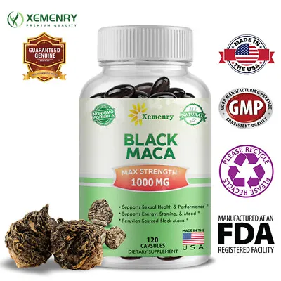 Black Maca 1000mg - Energy & Endurance Muscle HealthMen's Testosterone Booster • $13.08