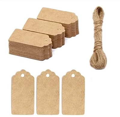 £3.99 • Buy Box.it.pack.it Kraft Paper Gift Tags Brown Scallop 4x2 Cm 100 Pack With String