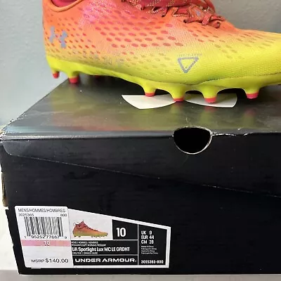 Under Armour Spotlight Lux MC LE Mens Football Cleats Size 10 Orange 3025365-800 • $44.96