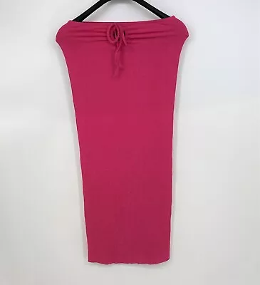 Royalty By Maluma Ribbed Tie Front Keyhole Knit Maxi Skirt Tube Fuchsia XS NWT • £24.32