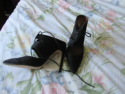 £15 • Buy Missguided Bnwot High Heels Size 6/39 Black Shoes Suede Like Slip On Lace Up