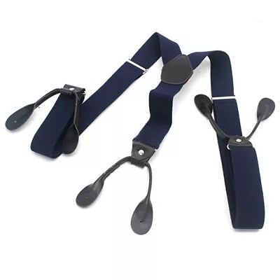 Navy Blue Color Button Holes Link Men's Suspender Adjustable Length Brand New • $5.41