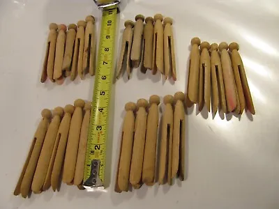 Vtg Wooden Clothes Pins 4 Inch Round Head Christmas Crafts Reindeer Lot Of 25 • $11.11