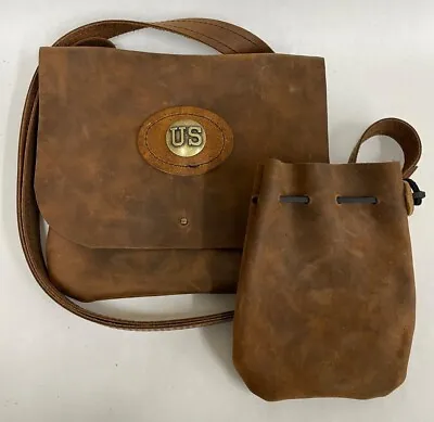 Haversack Waxed Cowhide Leather Muzzleloader Possibles Bag Us Made 2 Bag Set • $69