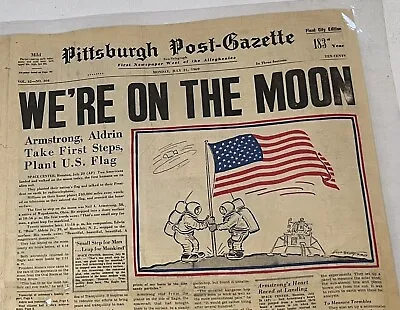 Laminated Pittsburgh Post Gazette July 21 1969 “ Men Walk On The Moon” NASA • $39