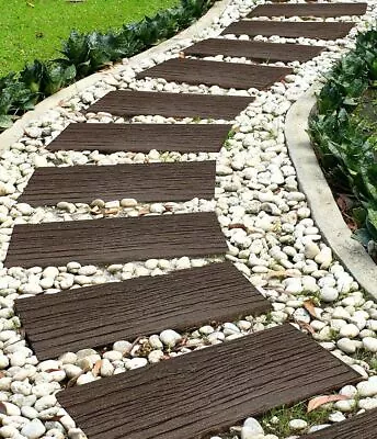 Brown GARDEN Recycled Rubber Stepping Stone Rail Road Tie 61cm • £13.99