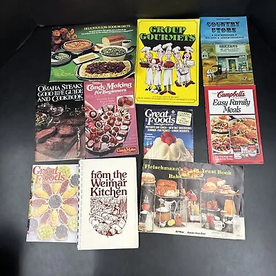 Lot Of 10 Vintage 70s 80s Paperback Cookbooks Country Store Gourmet Diets Sodium • $31.49