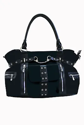 £32.99 • Buy Women's Black Gothic Punk Emo Rockabilly Handcuff Handbag Bag BANNED Apparel