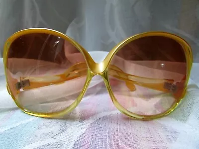 Balenciaga Vintage France 7697 Amber Brown Oversize Sunglasses • $110