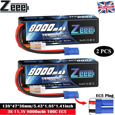 2x Zeee 11.1V 3S Lipo Battery 8000mAh 100C EC5 For RC Car Boat RC Buggy Airplane • £118.99