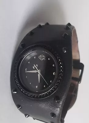 Bulova HARLEY DAVIDSON Womens Studded Black Wrist Watch 2018 Model # 78L128 Used • $14