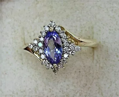 2Ct Marquise Lab Created Tanzanite Diamond Cocktail Ring 14K Yellow Gold Finish • $85.30