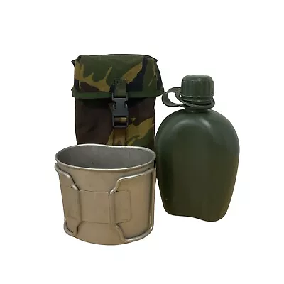 Dutch Army Surplus Water Bottle + Pouch + Cup Military Canteen Set [Long Pouch] • £17.95