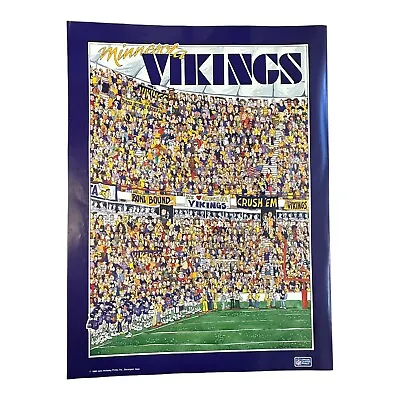 1990 NFL Minnesota Vikings Football Poster Vintage John Holladay 18 X 24 RARE • $59.99