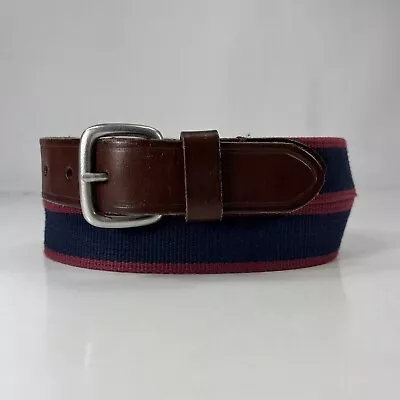 J.Crew Web & Brown Leather Dress Belt - Men's Size 33 • $12.60