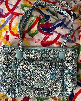 Vera Bradley Aqua Paisley Shoulder Bag/Purse With Polka Dot Lining  • $15